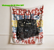 Hermès Crocodile Birkin Pop Art Flannel Throw Blanket IMG_5063